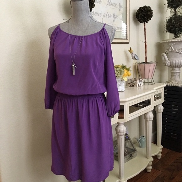 Silk - new w/o tag. WHBM Open shoulder dress - Picture 1 of 4